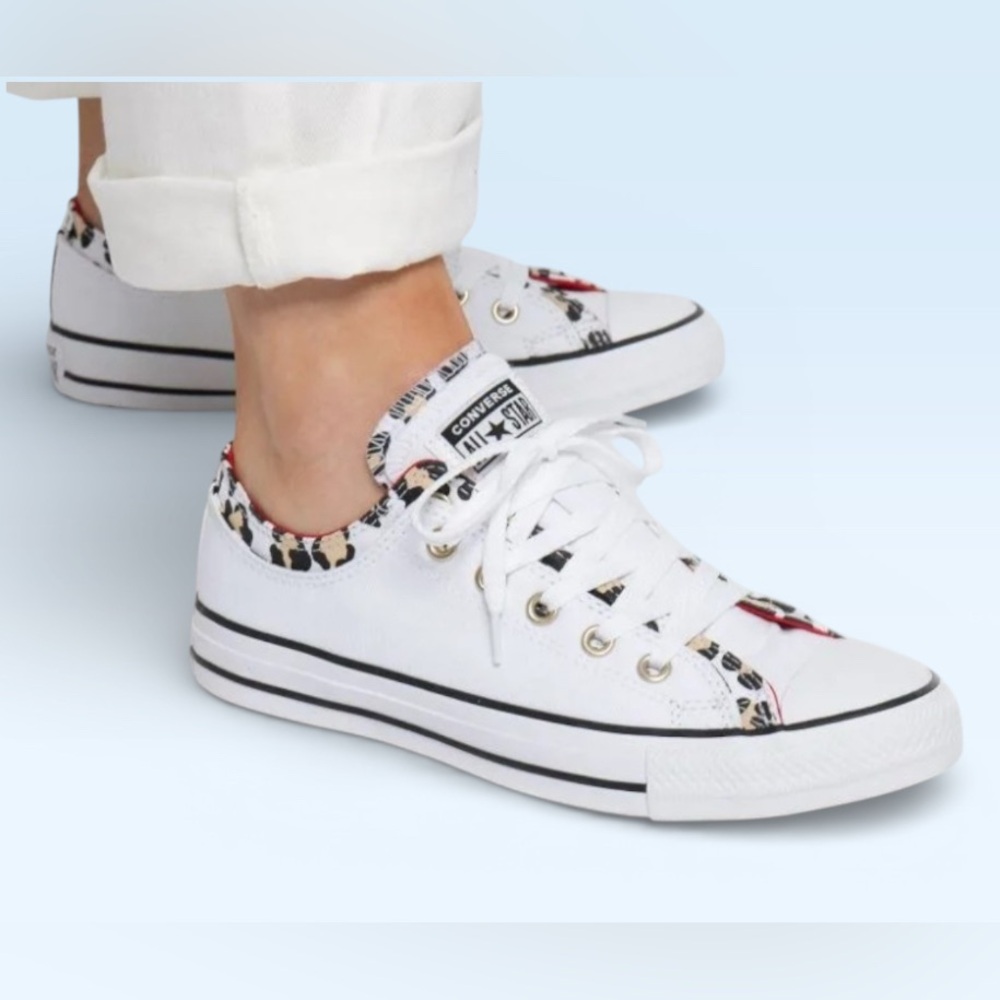 New Converse Chuck Taylor All Star Double Tongue White Leopard Red Sneakers Sz 8 - Picture 2 of 11